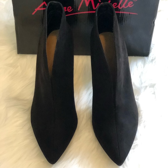 Shoes - ❤️ Black Suede Front Slit Booties 4in Heel